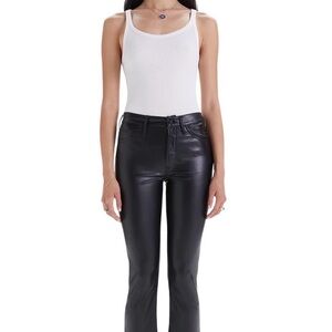 MOTHER Black Cropped Faux Leather Skinny Pants